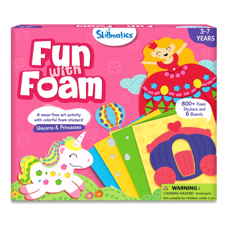 Skillmatics Art Activity – Fun With Foam, No Mess Sticker Art, 6 Unicorn & Princess Themed Pictures, Gifts For Ages 3 To 7