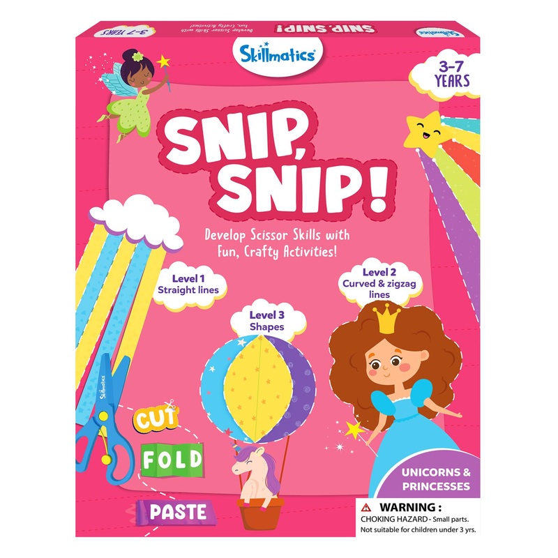 Skillmatics Art & Craft Activity Kit – Snip, Snip Unicorn & Princesses, Practice Scissor Skills, Craft Kits, 25 DIY Activities, Gifts for Ages 3 to 7