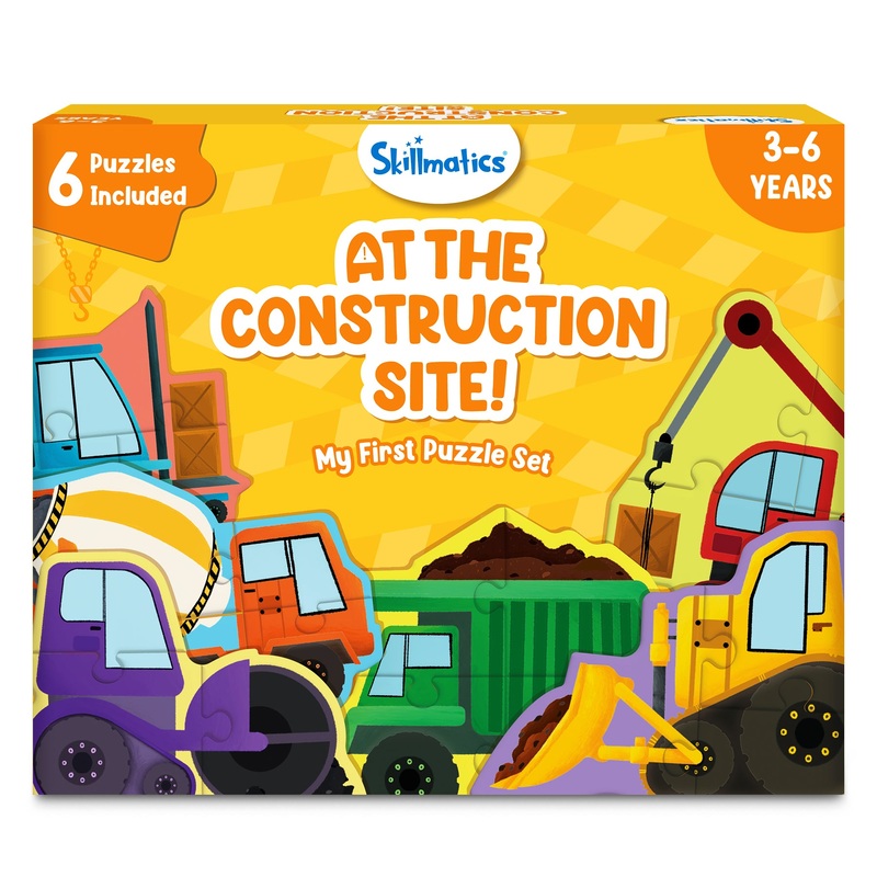 Skillmatics My First Puzzle Set – 21 Piece Construction Vehicles Jigsaw Puzzles, Educational Toddler Toy, Gifts For Kids Ages 3 To 6
