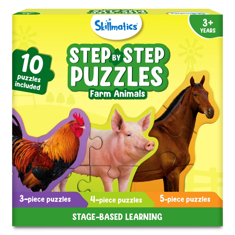 Skillmatics Step By Step Puzzle – 40 Piece Farm Animal Jigsaw Puzzle, Educational Toddler Toy, Stage-Based Learning, Gifts For Kids Ages 2 To 5