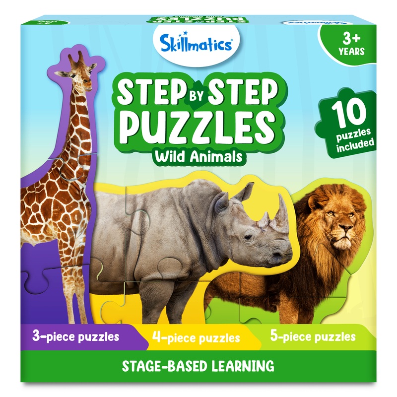 Skillmatics Step By Step Puzzle – 40 Piece Wild Animal Jigsaw Puzzle, Educational Toddler Toy, Stage-Based Learning, Gifts For Kids Ages 2 To 5