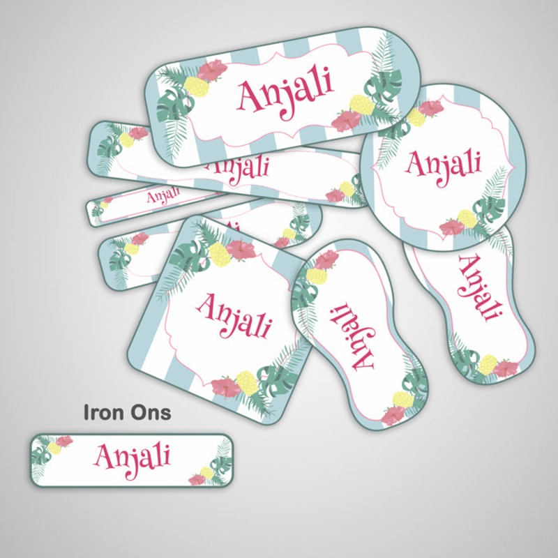 Tropical Theme Name Labels – Complete / Split /  Iron Ons Packs
