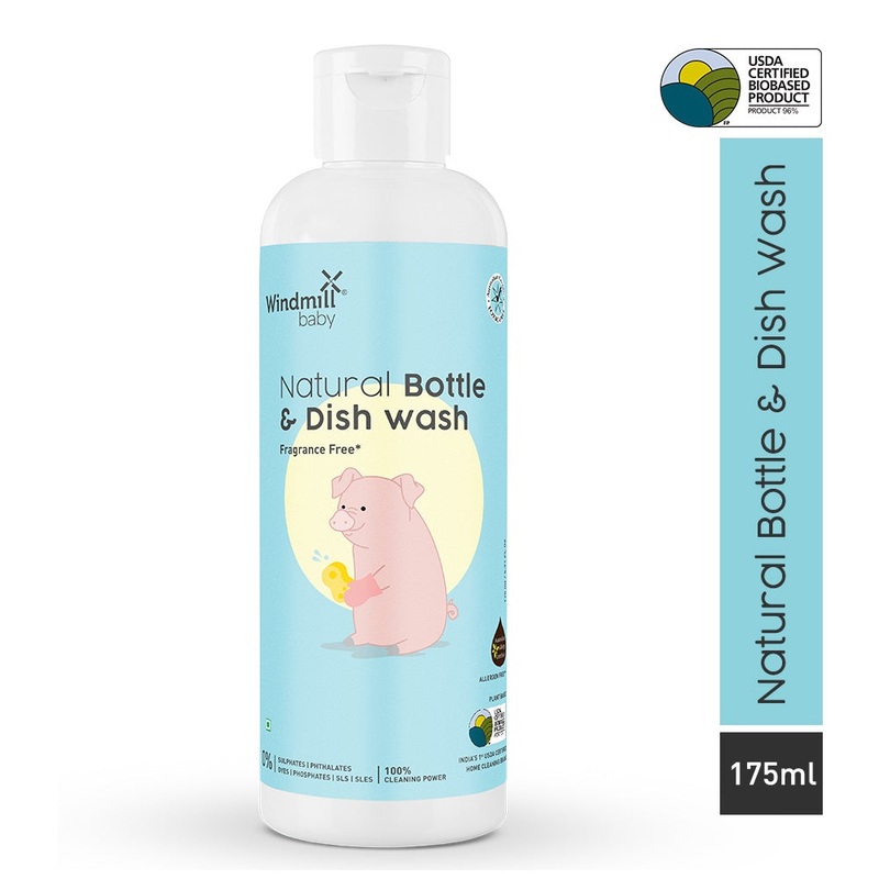 Windmill Baby Natural Bottle & Dish Wash Anti-Bacterial Liquid Cleanser – 175 ml