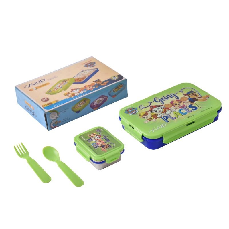 Youp Stainless Steel Green And Blue Color Paw Patrol Kids Lunch Box Ryder – 450 ml