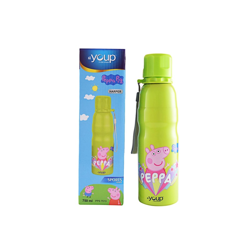 Youp Stainless Steel Green Color Peppa Pig Kids Water Bottle HARPER  – 750 Ml