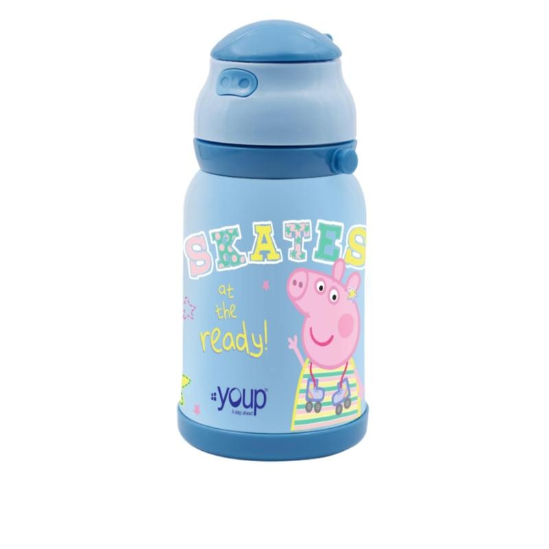 Youp Stainless Steel Insulated Blue Color Peppa Pig Kids Sipper Bottle Chase  – 450Ml