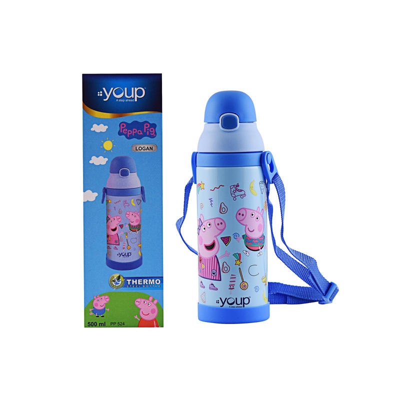 Youp Stainless Steel Insulated Blue Color Peppa Pig Kids Sipper Bottle Logan – 500 Ml