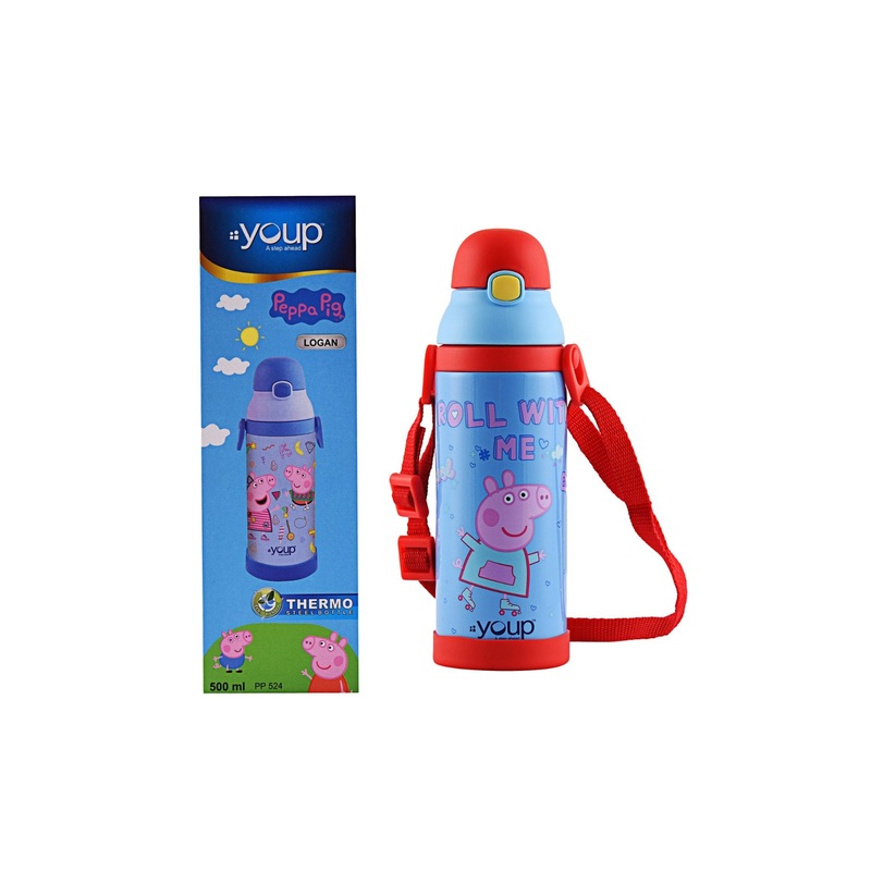 Youp Stainless Steel Insulated Orange Color Peppa Pig Kids Sipper Bottle Logan – 500 Ml