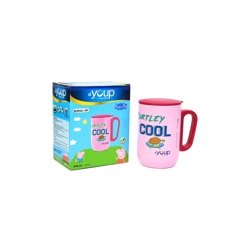 Youp Stainless Steel Pink Color Peppa Pig Cool Kids Insulated Mug With Cap Sorso-Ppm – 320 Ml