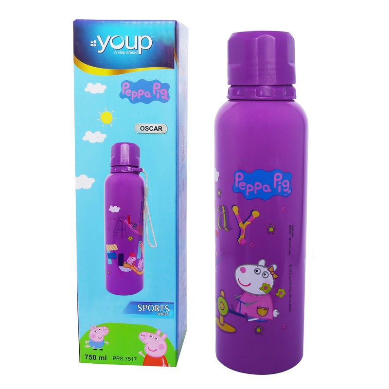 Youp Stainless Steel Purple Color Peppa Pig Kids Water Bottle OSCAR  – 750 Ml
