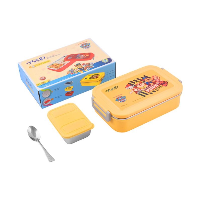 Youp Stainless Steel Yellow Color Paw Patrol Kids Lunch Box Tasty Bites – 850 Ml