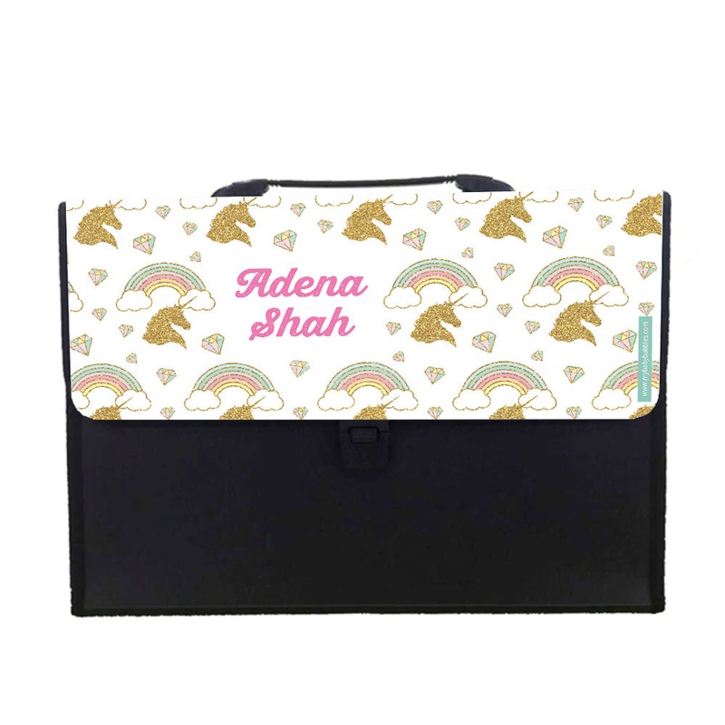 Personalised Expandable Folders – Glitter Unicorn