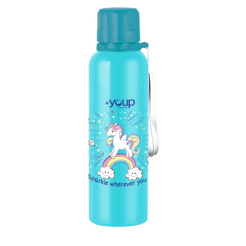 Youp Stainless Steel Blue Color Unicorn Kids Water Bottle Ocean  – 750 Ml
