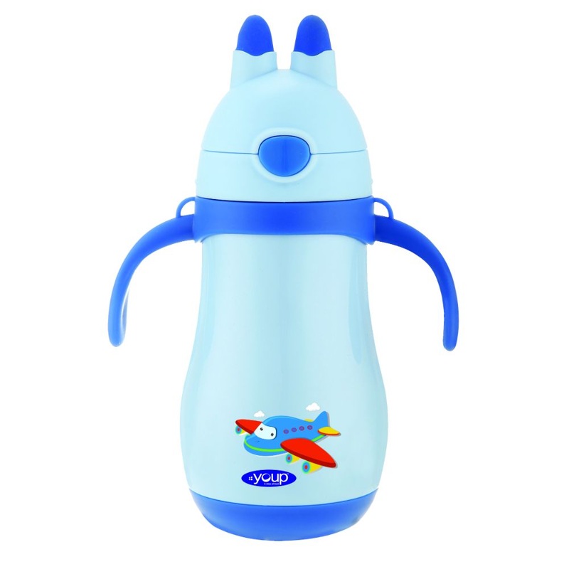 Youp Stainless Steel Insulated Blue Color Kids Sipper Bottle With Handle Wiggly – 350 Ml