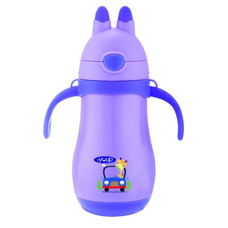 Youp Stainless Steel Insulated Purple Color Kids Sipper Bottlewith Handle  Wiggly – 350 Ml