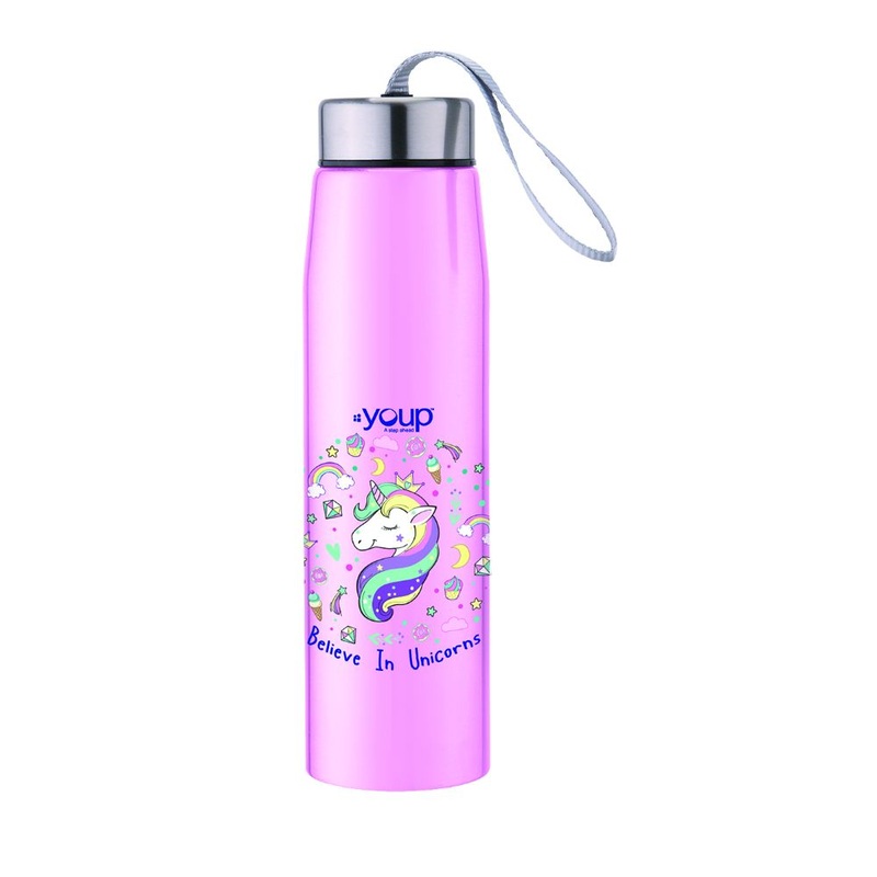 Youp Stainless Steel Insulated Sky Pink Unicorn Kids Water Bottle Abby – 500 Ml