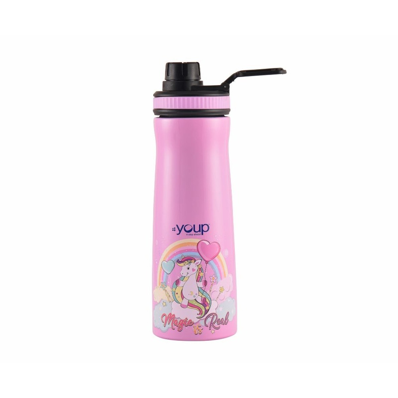 Youp Stainless Steel Pink Color Unicorn Kids Water Bottle Euro – 750 Ml