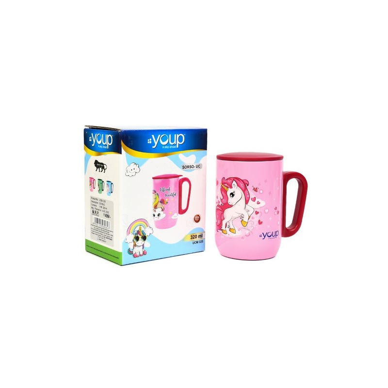 Youp Stainless Steel Pink Color Unicorn Your Unicorn Has Arrived Kids Insulated Mug With Cap Sorso-Ucm – 320 Ml