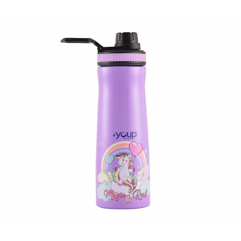 Youp Stainless Steel Purple Color Unicorn Kids Water Bottle Euro – 750 Ml