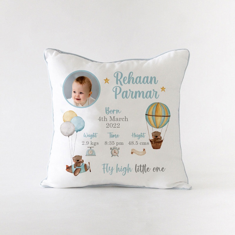 Birth Statistics Cushion – Fly High