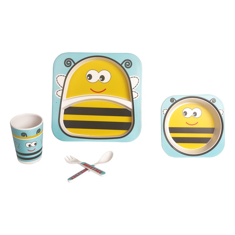 Honey Bee Yellow Bamboo Fiber Dinner Set Large