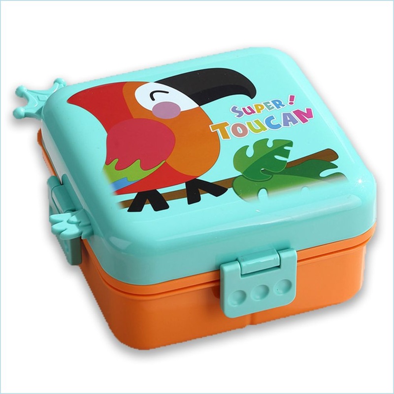 Orange Toucan 2 decker Tiffin/ Lunch and Snack Box for Kids