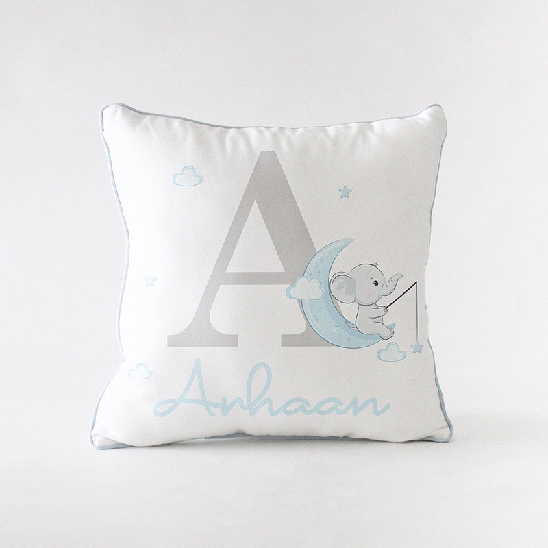 Personalised Ellie Initial Cushion – Blue