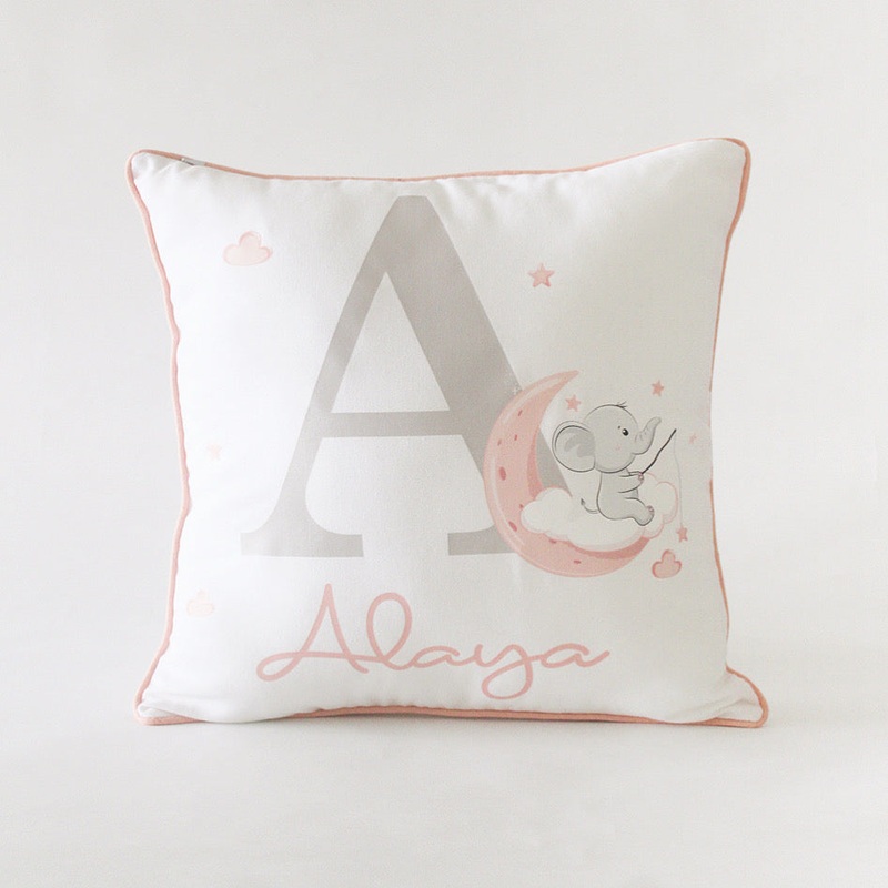 Personalised Ellie Initial Cushion – Pink