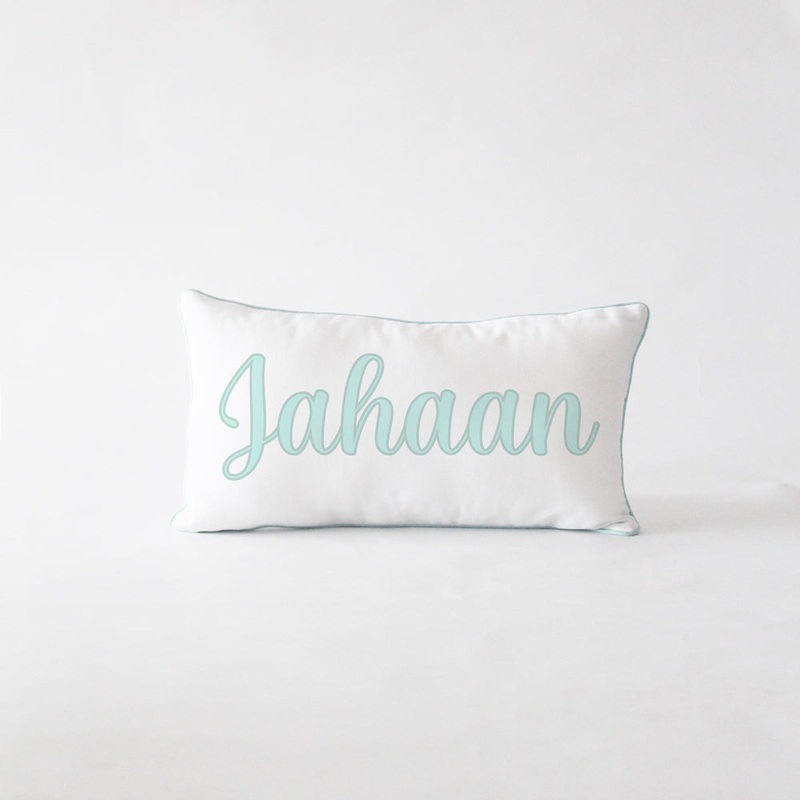 Personalised Name Cushion – Cursive – Blue