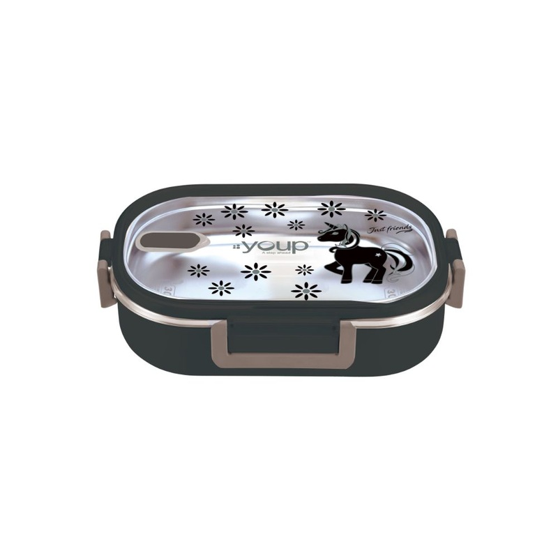Youp Stainless Steel Black Color Kids Lunch Box Ypl8011 – 700 Ml