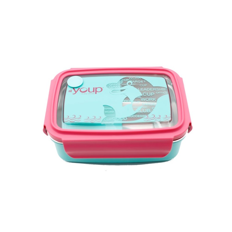 Youp Stainless Steel Pink And Turquiose Blue Color Kids Lunch Box Ypl8001 – 800 Ml