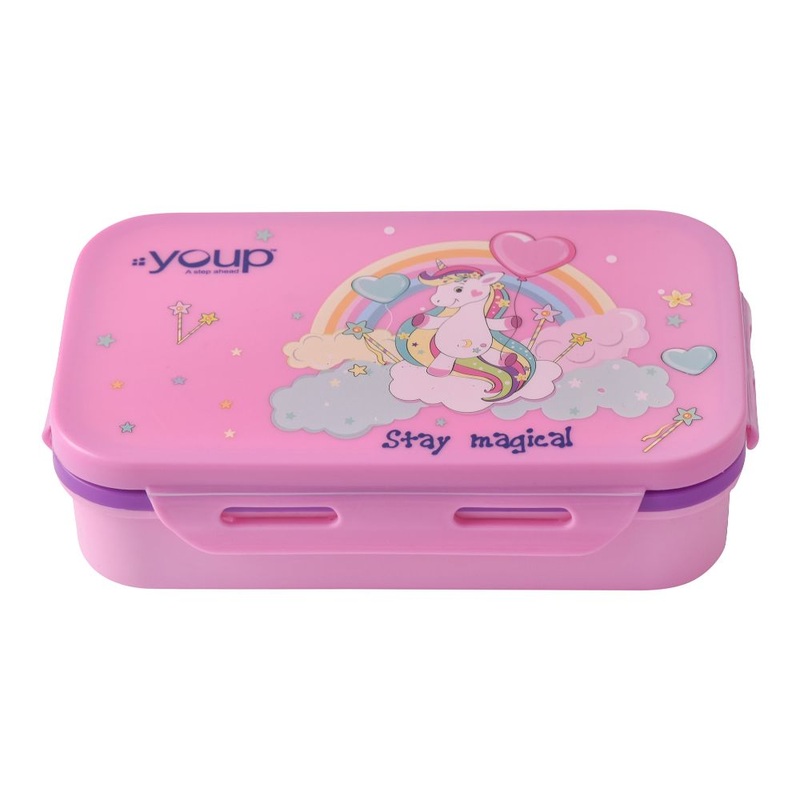 Youp Stainless Steel Pink Color Kids Lunch Box Interval – 500 Ml