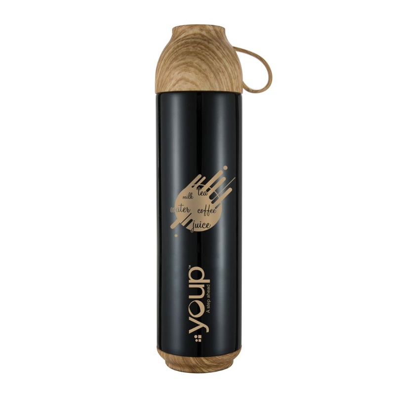 Youp Thermosteel Insulated Black Color Water Bottle With Handle Containing Cup Cap Yp515 – 500 Ml