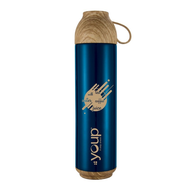 Youp Thermosteel Insulated Blue Color Water Bottle With Handle Containing Cup Cap Yp515 – 500 Ml