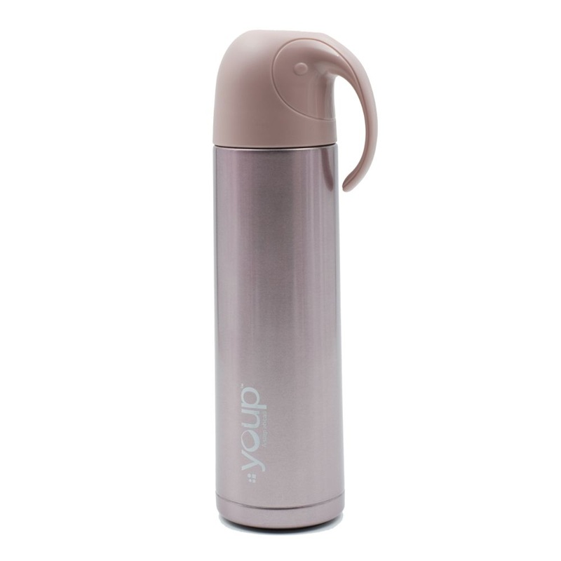 Youp Thermosteel Insulated Metallic Pink Color Water Bottle With Handle Containing Cup Cap Yp512 – 500 Ml