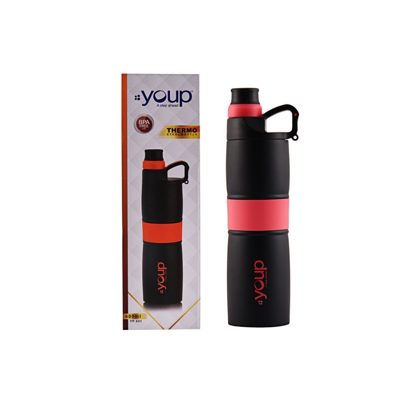 Youp Thermosteel Insulated Pink Color Water Bottle Grippy – 650 Ml