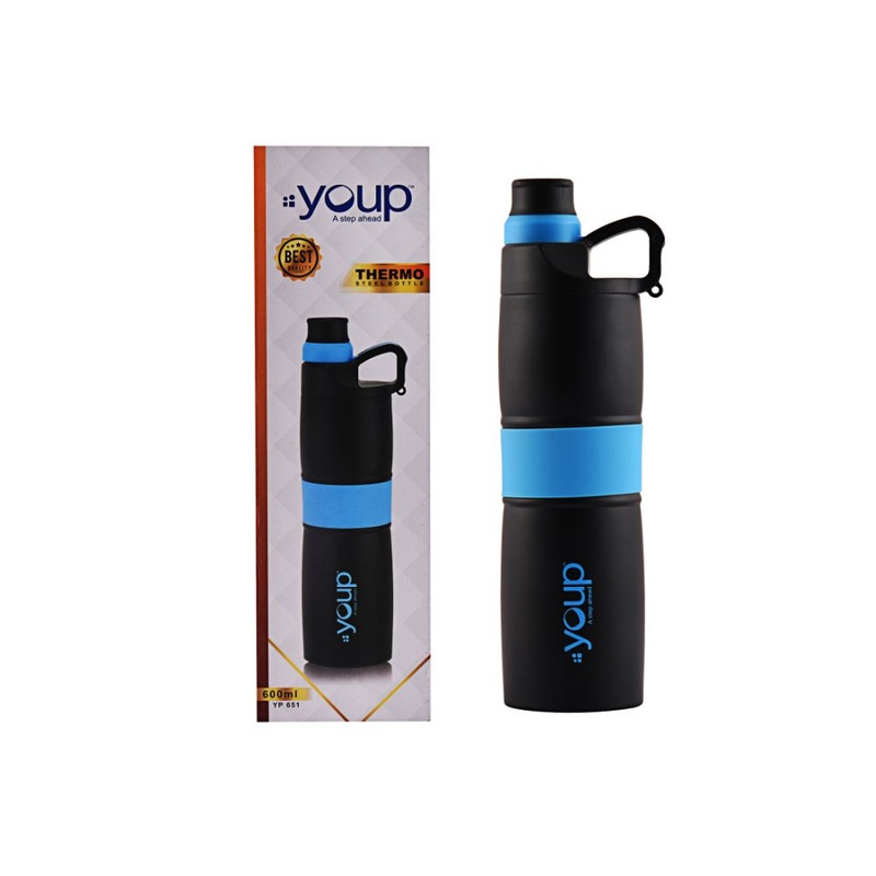 Youp Thermosteel Insulated Sky Blue Color Water Bottle Grippy – 650 Ml