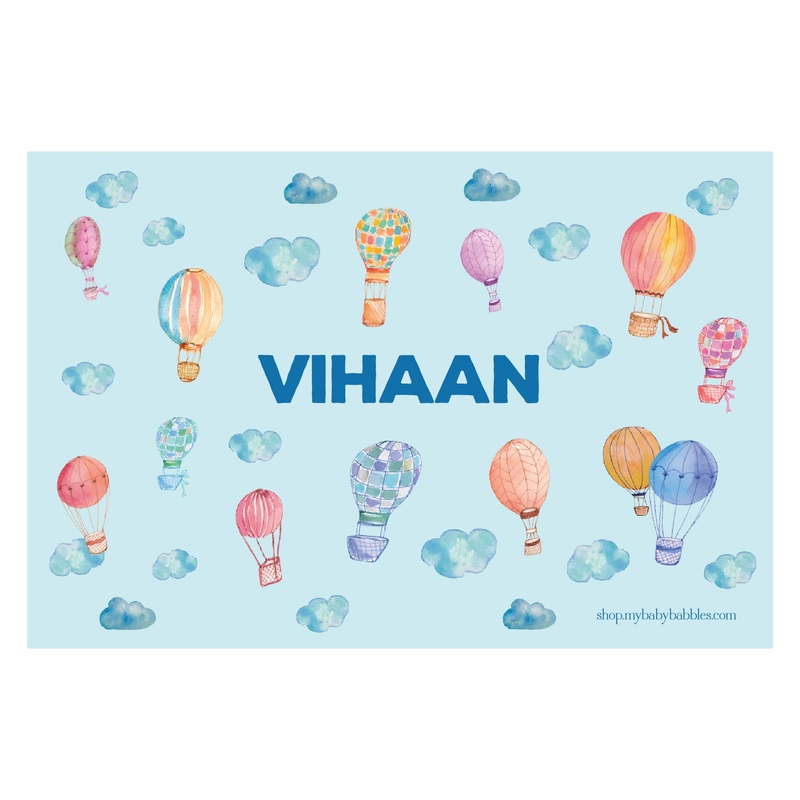 Personalised Themed Tablemat – Light Blue Hot Air Balloon