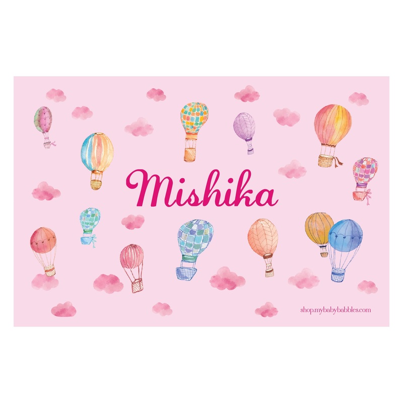 Personalised Themed Tablemat – Light Pink Hot Air Balloon