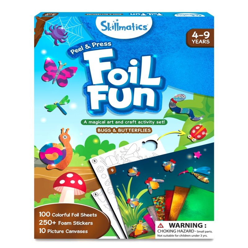 Skillmatics Art & Craft Activity – Foil Fun Bugs & Butterflies, No Mess Art for Kids, Craft Kits & Supplies, DIY Creative Activity, Gifts for Boys & Girls Ages 4, 5, 6, 7, 8, 9, Travel Toys