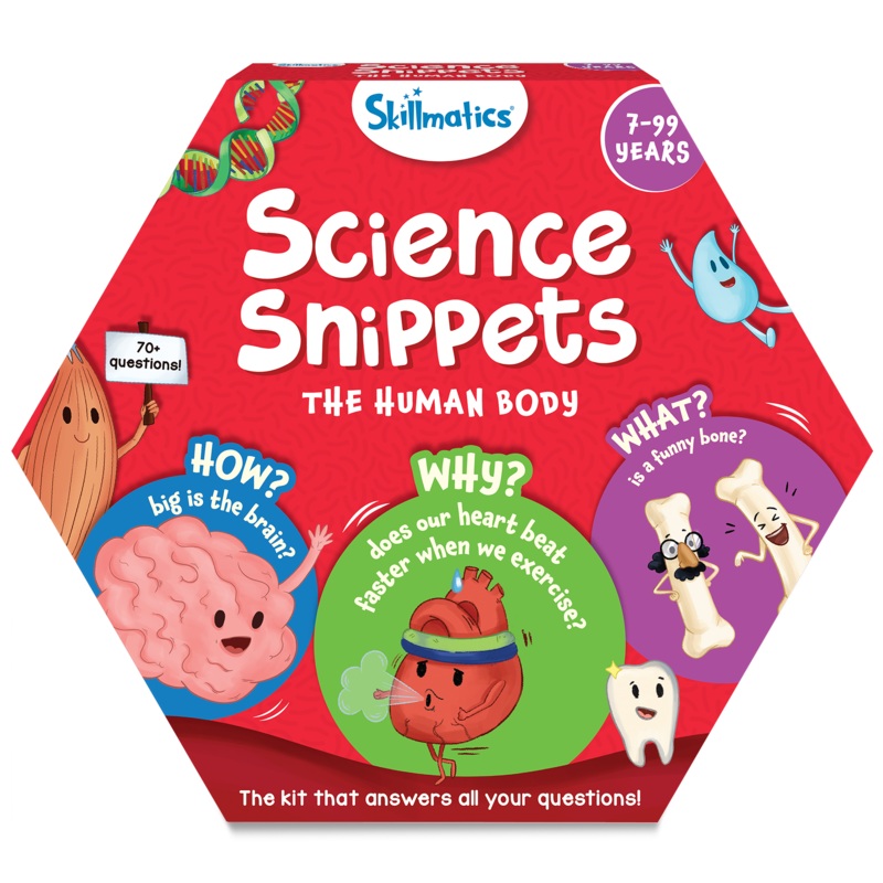Skillmatics Science Snippets Kit – The Human Body, STEM Learning Resource & Educational Toys for Boys & Girls, 70+ Double-Sided Interactive Cards, Gifts for Ages 7, 8, 9 & Up