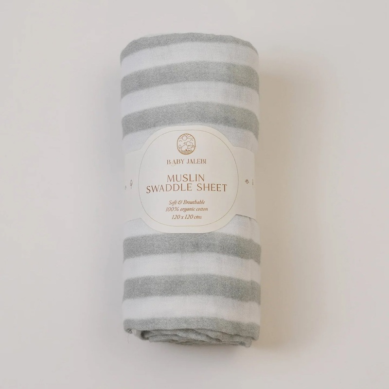 Grey stripes Organic Muslin Swaddle