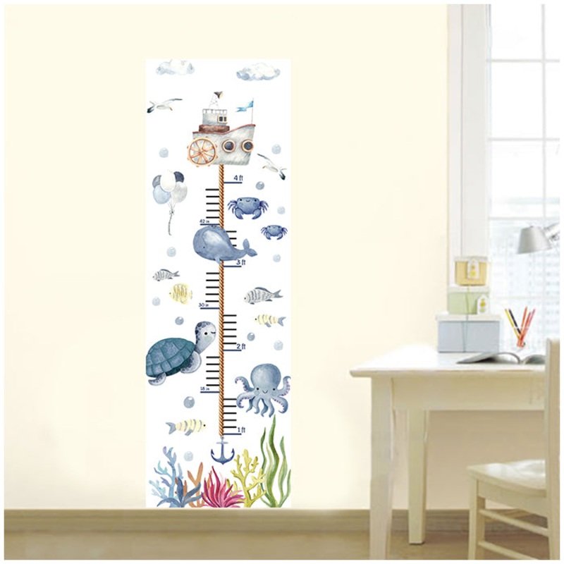 Ocean Whale Height Chart Wall Sticker