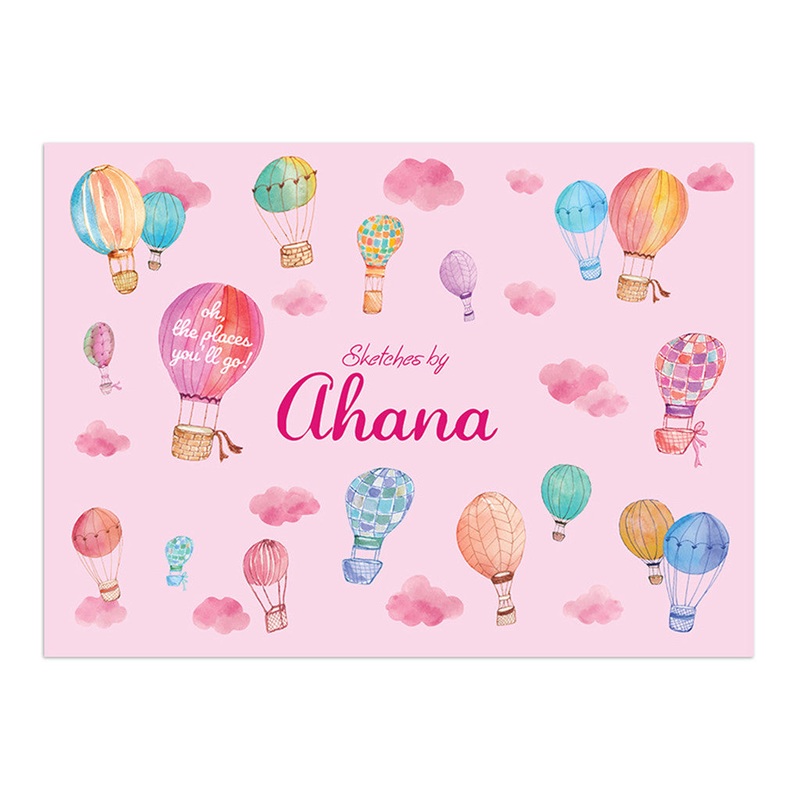 Personalised Sketch Book – Hot Air Balloon, Pink