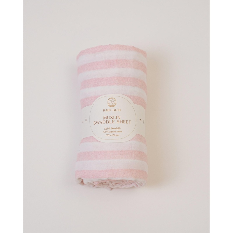 Pink stripes muslin swaddle
