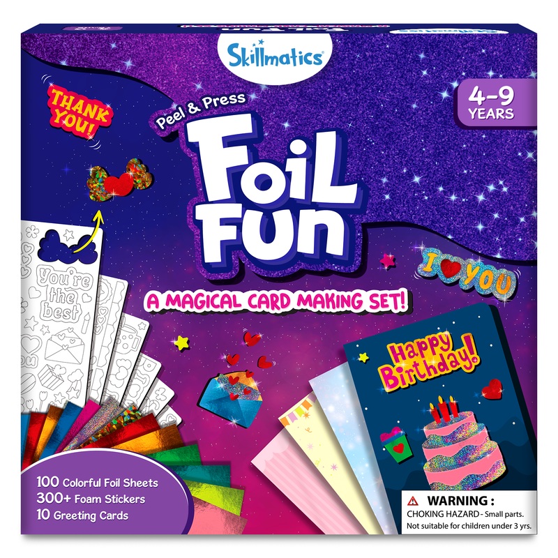 Skillmatics Art & Craft Activity – Foil Fun Card Making Set, No Mess Art for Kids, Craft Kits & Supplies, DIY Creative Activity, Gifts for Girls & Boys Ages 4, 5, 6, 7, 8, 9, Travel Toys