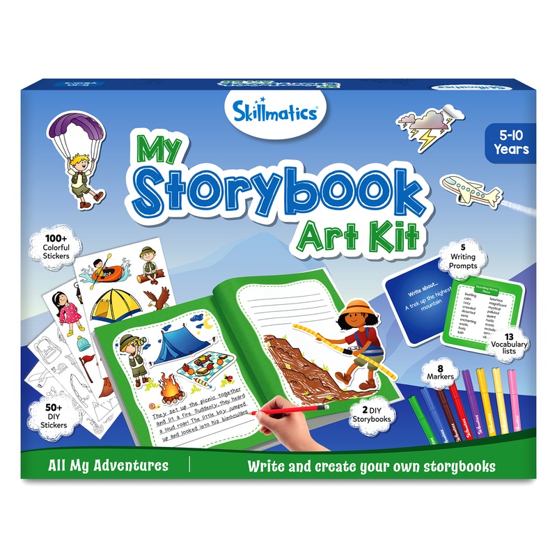 Skillmatics Storybook Art Kit – All My Adventures Art Kit for Kids, Write & Create Storybooks, Creative Activity for Boys & Girls, DIY Kit, 150+ Stickers, Gifts for Ages 5, 6, 7, 8, 9, 10