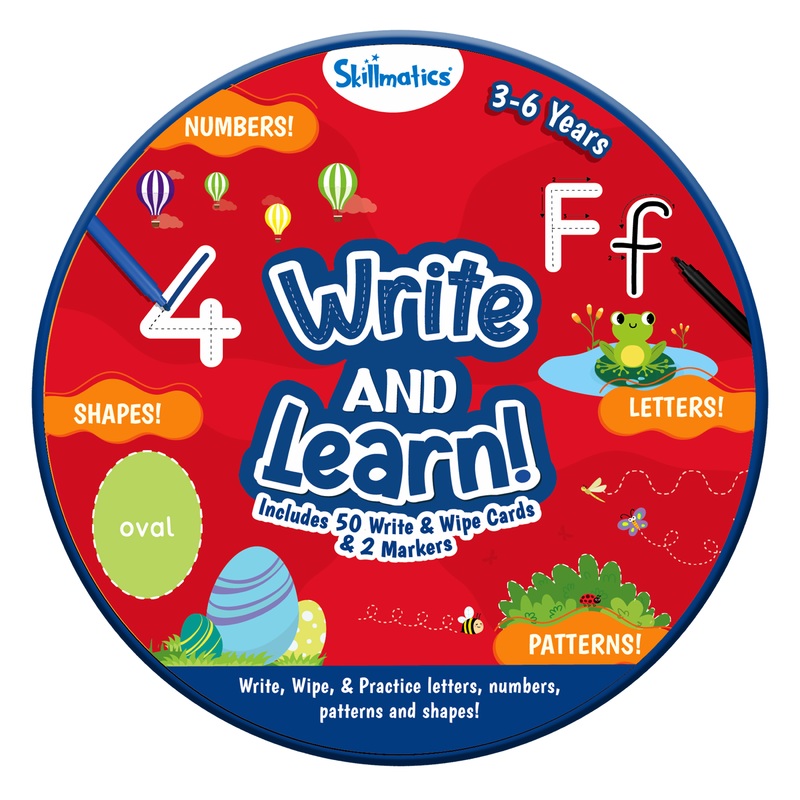 Skillmatics Write & Learn Cards for Toddlers – Letters, Numbers, Patterns & Shapes, Preschool Learning, Reusable Cards, Travel Toys, Gifts for Kids Ages 3, 4, 5, 6