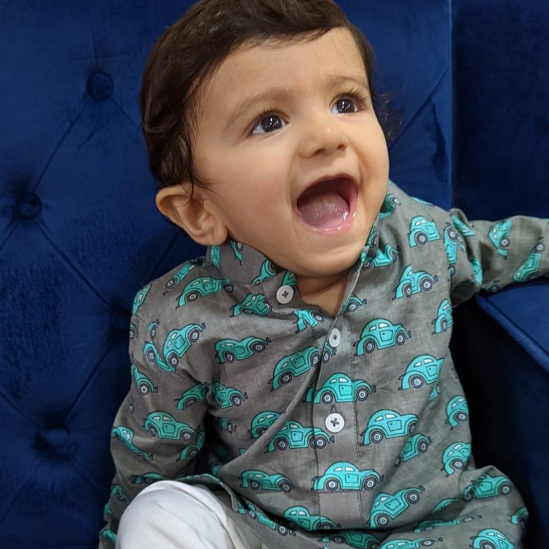 Ethnic Car Kurta Pyjama Set (Grey)
