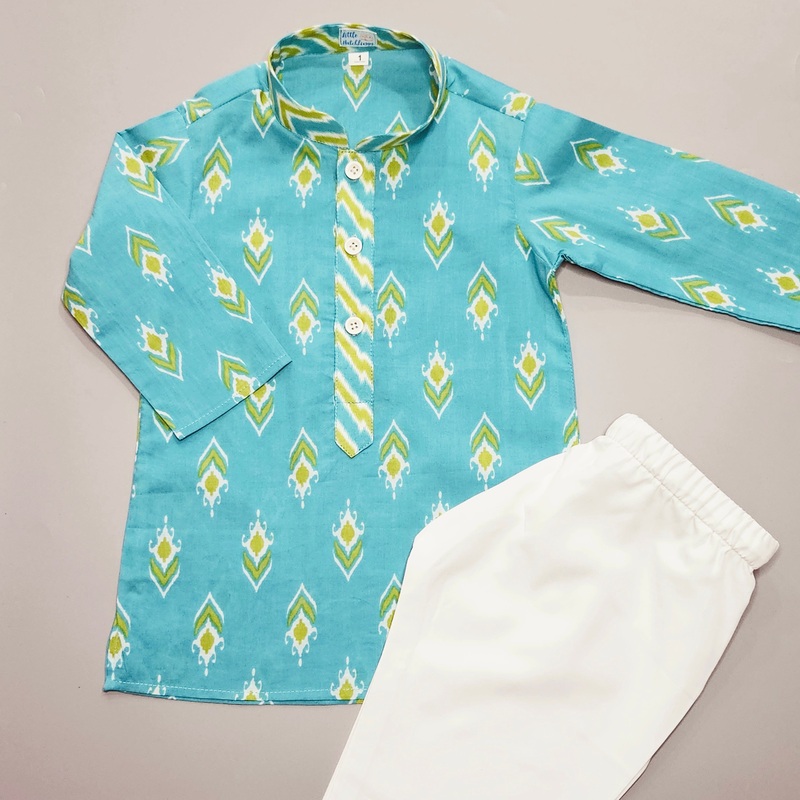 Green & Yellow Pattern Kurta Set